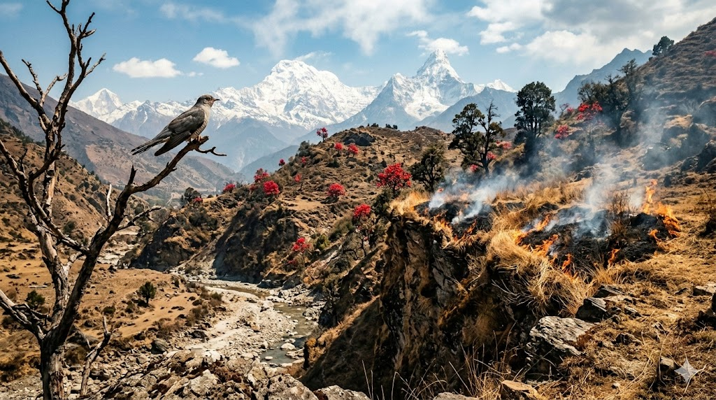 🌞 Khaderi Poem in Nepali: When the Earth Cries in Silence 2 Khaderi Poem in Nepali showing dry hills and drought in Chaitra Baisakh