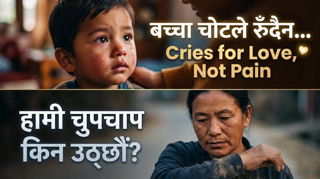 A small child sitting alone — a child cries for love not pain